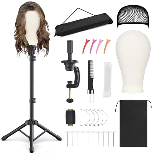 Relx Reinforced Wig Stand with Mannequin Head - Adjustable Wig Head Stand with Head for Wigs - Manikin Head Set for Cosmetology, black - Image 1