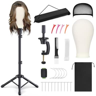 Relx Reinforced Wig Stand with Mannequin Head - Adjustable Wig Head Stand with Head for Wigs - Manikin Head Set for Cosmetology, black - Image 1