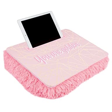 3C4G Pink & Gold Deluxe Fur Lap Desk, Take Tech on The Go, Includes a Media Slot That Perfectly Holds Tablets & Phones, for Ages 6 and up by Make It Real - Image 4