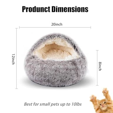 FORMYCATIE Cat Beds for Indoor Cats,Cat Cave for Puppy and Kitty,Calming Small Dog Bed for Small Dogs with Cover Cave,Cozy Warming Fluffy Washable Anti-Slip Pet Sleeping Bag (20 * 20inch,Khaki) - Image 3