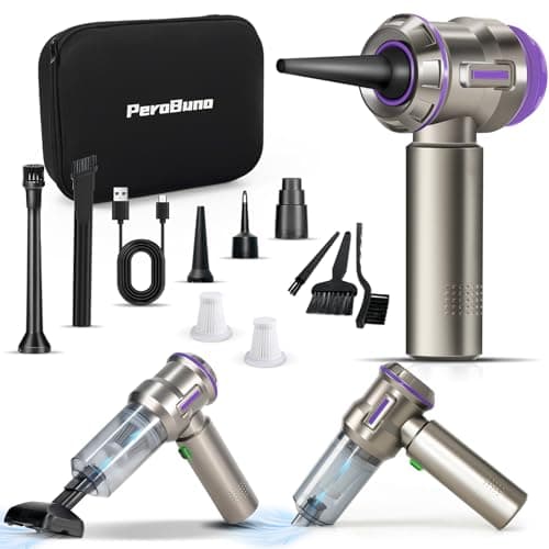 PeroBuno Electric Air Duster, Mini Vacuum Cleaner Cordless, 2-in-1, 200000RPM, 35mins Runtime, Rechargeable Outdoor Blower with 3 Gear for Car Computer Keyboard Cleaning - Image 1