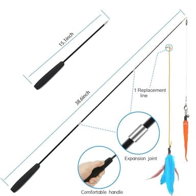 ZPH Cat Toys Interactive for Indoor Cats,2PCS Retractable Cat Wand,9PCS Teaser Toys&1PCS Hanging Door Lure Kitten Toy,Interactive Feather Toy for Teaser Play and Chase Exercise with Kitten - Image 5