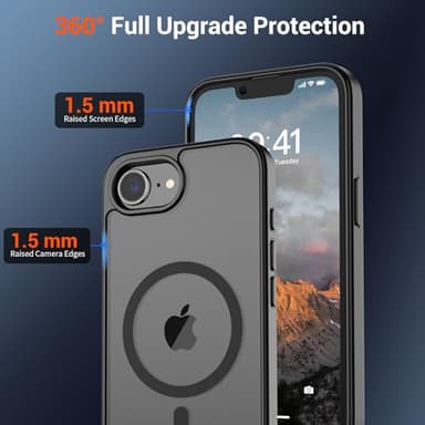 SUPFINE Magnetic for iPhone 16e Case (Compatible with MagSafe)(Military Grade Drop Protection) Slim Translucent Matte Shockproof with Anti-Fingerprint Phone Cover 2025,Black - Image 4