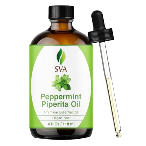 SVA Peppermint Piperita Essential Oil – 4 Fl Oz – 100% Natural Piperita Oil - for Diffuser, Hair Care, Face, Skin Care, Aromatherapy, Scalp and Body Massage, Soap and Candle Making - with Dropper - Image 1