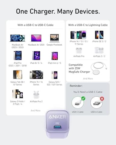 Anker Nano Charger, USB C GaN Charger 30W, PIQ 3.0 Foldable PPS Fast Charger for iPhone 17 / 16 and more series, Galaxy, iPad, Compatible with MagSafe - Image 6