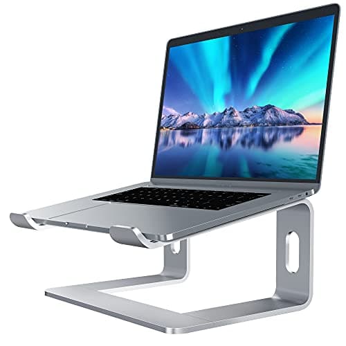 SOUNDANCE Laptop Stand, Aluminum Computer Riser, Ergonomic Laptops Elevator for Desk, Metal Holder Compatible with 10 to 15.6 Inches Notebook Computer, Silver - Image 1