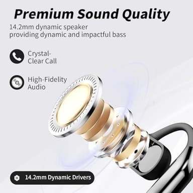 Open Ear Clip Wireless Earbuds Bone Conduction Headphones, Bluetooth 5.4, Open Ear Design, Built-in Mic, IPX7 Waterproof, LED Display Charging Case,Ear Hooks Ear Buds,Design for Running Fitness - Image 6