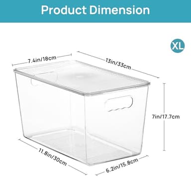 Vtopmart 8 Pack Clear Stackable Storage Bins with Lids,XLarge Plastic Containers with Handle for Pantry Organizer and Storage,Perfect for Kitchen,Fridge,Cabinet, Closet,Bathroom Organization - Image 2