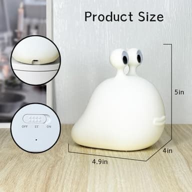LEDHOLYT Night Light for Kids,Cute Silicone Nursery Slug Lamp for Baby and Toddler,Animal NightLight for Boys and Girls,Fun Squishy Night Lamp for Bedroom,Kawaii Bedside Lamp for Kids Room - Image 7