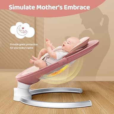 Baby Swing for Infants - Electric Baby Rocker with Exclusive App Function, Upgraded 5 Point Harness, Bluetooth Support, 10 Preset Lullabies and 5 Speeds, Portable Swing for Baby Boy Girl（Pink） - Image 5