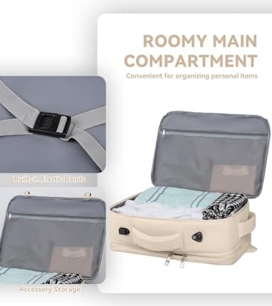 AREYTECO 55L Carry On Backpack for Women, Large Travel Laptop Backpack, Expandable Big Capacity Business Luggage Suitcase Daypack Knapsack Big Bag Fits 18 Inch Laptop, Travel Gifts for Women, Beige - Image 5