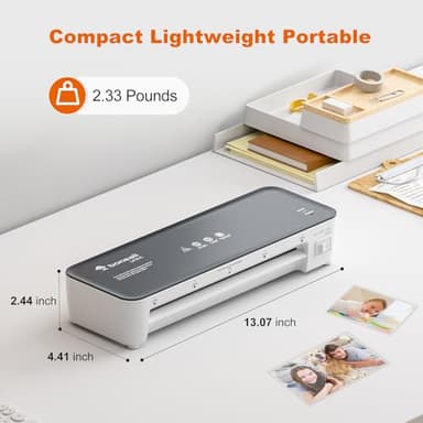 Bonsaii Laminator Machine, 9 Inch Laminators Machine with 50 Laminating Sheets, Laminator with Never Jam Technology for Doc/Posters/Photo, Simple Convenient for Home, Office and School - L418-C Grey - Image 9
