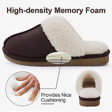Litfun Women's Fuzzy Memory Foam Slippers Fluffy Winter House Shoes Indoor and Outdoor, Coffee 9-10 - Image 4