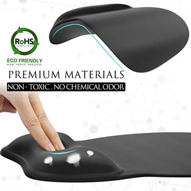MROCO Ergonomic Mouse Pad with Gel Wrist Rest, Comfortable Mousepad with Smooth Wrist Support Surface and Non-Slip PU Base for Pain Relief, Computer, Laptop, Office & Home, 9.4 x 8.1 in, Black Color - Image 5