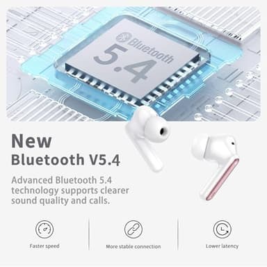 Wireless Earbuds, Bluetooth 5.4 Headphones in Ear with 4 ENC Noise Cancelling Mic, New Wireless Earphones HiFi Stereo Deep Bass 40H Playtime, In-Ear Bluetooth Earbuds LED Display IP7, USB-C, Rose Gold - Image 4