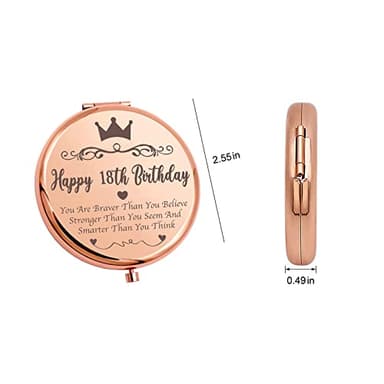 Ming Heng 18th Birthday Gifts Inspirational Compact Makeup Rose Gold Makeup Mirror for Daughter Niece Sister Best Friends,Coming of Age Gift for Girls,18 Years Old Birthday Party Gift - Image 6