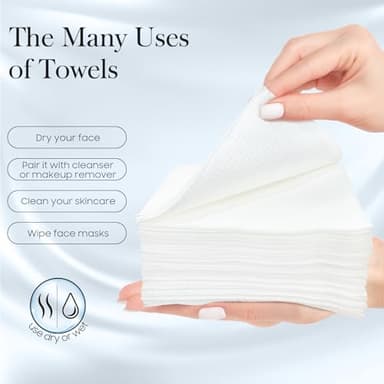 Fygrip 100 Count (2 Box) XL Disposable Face Towels 10” x 12”, 100% Viscose Fibre, Soft & Skin Friendly Face Towelettes Disposable, Facial Tissue Wipes for Women Cleansing - Image 7