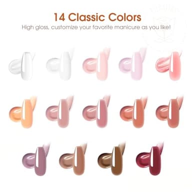 ROSALIND Poly Nail Gel Kit -14 Colors +72 Nail Art Accessories kit Clear Nude Poly Nails Gel Kit Starter Kit with Mini UV Lamp Slip Solution Basic Tools for Beginners with Everything - Image 3