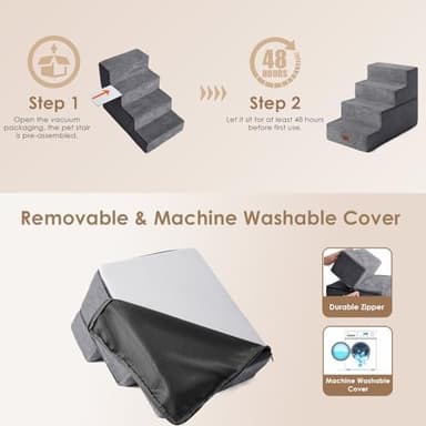 EHEYCIGA Dog Stairs for Bed 18" H, 4-Step Dog Steps for High Bed, Pet Steps for Small Dogs and Cats, Non-Slip Balanced Pet Ramp Indoor, Grey - Image 7