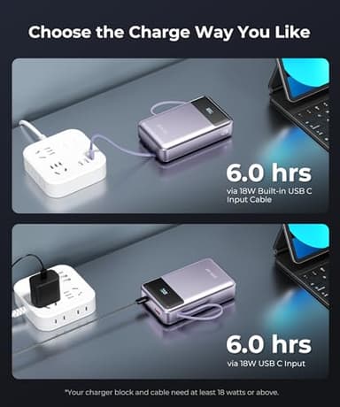 JOYFAR Portable-Charger-Power-Bank Travel Essentials Battery Pack USB C 30000mAh Built in Cable 22.5W Phone Fast Charging Powerbank Compatible with iPhone 16 15 14 13 12 X iPad Samsung Google (Purple) - Image 7