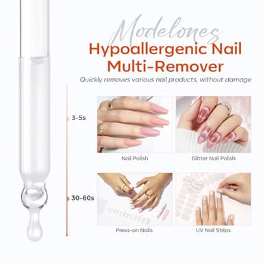 Modelones 50ML Semi-Cured Gel Nail Strip Remover | Nail Glue Remover Easy Peel Gel Strips, Press on Nails and Nail Polish | Gentle, Non-Drying, Nourishing and Hypoallergenic Acetone-Free Formula - Image 5