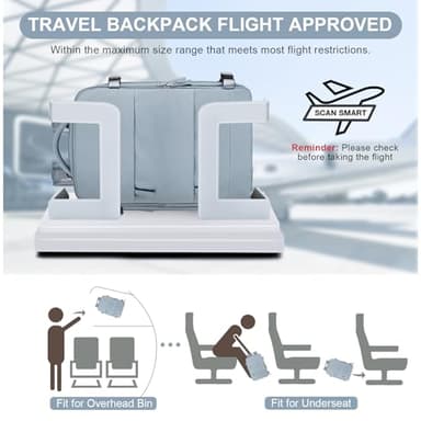 coofay Large Travel Backpack For Women Men Airline Approved Carry On Backpack Flight Approved Waterproof Sports Luggage Backpack Casual Daypack Hiking Backpack Grey Blue - Image 3