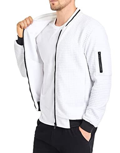 SAVKOOV Mens Lightweight Jacket Casual Bomber Jacket Varsity Coat - Image 2