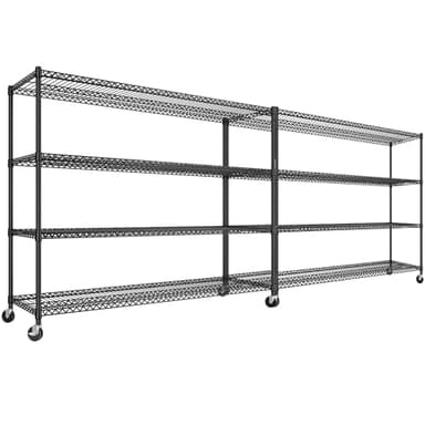 REIBII 60''W Storage Shelves 2399LBS Metal Shelving Unit with Wheels & Feet, 4 Tier Garage Shelving Heavy Duty Adjustable Wire Shelf for Pantry Kitchen Garage, 60" W x 18" D x 65.5" H, 2 Pack - Image 1