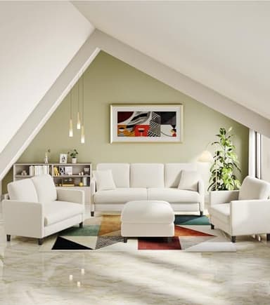 Welzona Loveseat Sofa, 51" Love Seat, Comfy Teddy Small Loveseat for Small Spaces, Tool-Free Setup Sofa Couch for Bedroom, All-Wood Couches for Living Room, No Pillow Included, Beige - Image 9