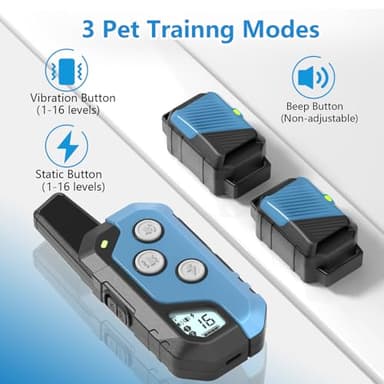 Shock Collar for Dogs, Dog Training Collar with Remote Control for 2 Dogs, 3 Training Modes with Beep, Vibration and Satic, Waterproof, Rechargeable E Collar for Large Medium Small - Image 2