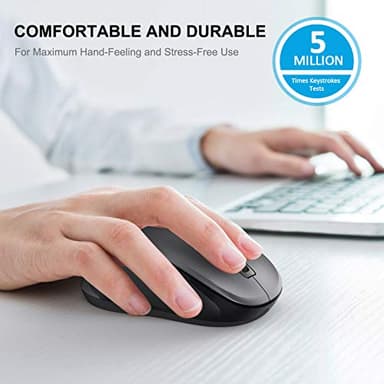 WisFox 2.4G Wireless Mouse for Laptop, Ergonomic Computer Mouse with USB Receiver and 3 Adjustable Levels, 6 Button Wireless Mice for Windows Mac PC Notebook (Grey) - Image 3