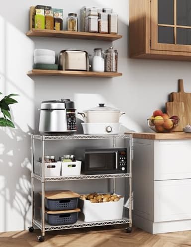 Simple Deluxe 3-Tier Storage Shelves, 750 Lbs Loading Capacity, 24.02" W x 13.78" D x 29.92" H Shelving Unit for Garage, Pantry and Kitchen, Chrome - Image 2