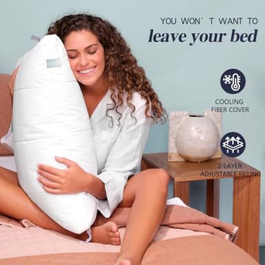 Nuzzle Cooling Adjustable Pillow for Adult Sleeping, Luxury Standard Size Bed Pillow Hotel Collection - Best Adjust Height Soft Firm Pillow for Back, Stomach or Hot Sleepers - Home Gifts - Image 6