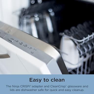 Ninja Crispi 4-in-1 Portable Glass Air Fryer Cooking System, 4QT & 6Cup Glass Containers with Storage Lids, Easy Meals, Microwave, Freezer & Dishwasher Safe, Air Fry, Bake, & More, Periwinkle, FN101PL - Image 14