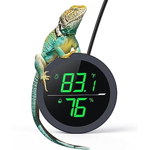 Reptile Tank Thermometer, PAIZOO LED Digital Reptile Thermometer and Humidity Gauge Hygrometer for Reptile Tank Snake Tank Accessories Pet Rearing Box with 55.2” Cable USB Power Supply- Black - Image 1