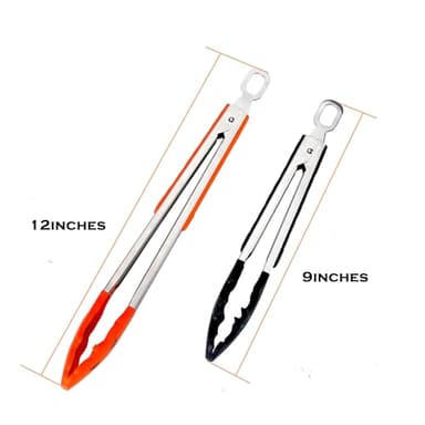 Kitchen Tongs for Cooking, Premium Stainless Steel with Halloween Design Silicon Tips- 500℉ Heat Resistant, Bats and Pumpkins Halloween Gifts, Set of 2(9" and 12") - Image 3