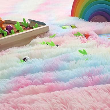 PAGISOFE 4x6 Rainbow Fluffy Soft Plush Area Rugs for Girls Bedroom, Shaggy Rugs for Kids Playroom,Kawaii Princess Fuzzy Rugs for Nursery Baby Toddler,Cute Colorful Room Decor for Teenage - Image 8