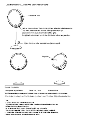 Aoglenic Makeup Mirror with Light, 8 inch Rechargeable 1X 10X Magnifying Mirror, Lighted Vanity Mirror with Magnification, Double Sided 360° Rotation, 3 Colors and Brightness Adjustable - Image 8