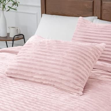BEDELITE Fleece California King Comforter Set -Super Soft & Warm Fluffy Pink Bedding, Luxury Fuzzy Heavy Bed Set for Winter with 2 Pillow Cases - Image 6
