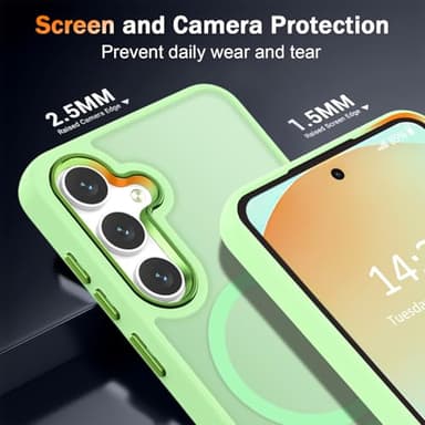 WRJ for Samsung Galaxy S25 Plus Case,Galaxy S24 Plus Case with Screen Protector,[Compatible with Magsafe] Slim Matte Translucent Magnetic Women Men Shockproof Protective Cover-Matcha Green - Image 4