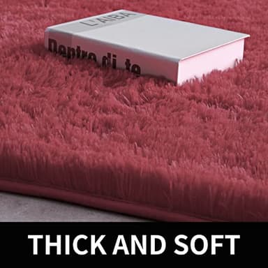 LOCHAS Ultra Soft Indoor Modern Area Rugs Fluffy Living Room Carpets for Children Bedroom Home Decor Nursery Rug 5.3x7.5 Feet, Burgundy - Image 4