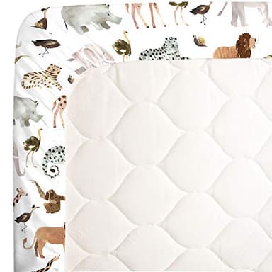 NoJo Water Color Jungle Friends Tan, Brown & Grey Fitted Super Soft Crib Sheet, Tan, Brown, Grey - Image 4