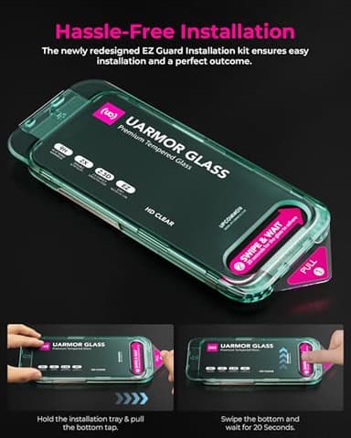 Upcommon UARMOR Clear Screen Protector for iPhone 16 Pro Max [6.9 Inch] Double Strength 9H Tempered Glass with Easy Installation Kit, Anti-Scratch, Case Friendly Fit- 2Pack - Image 5