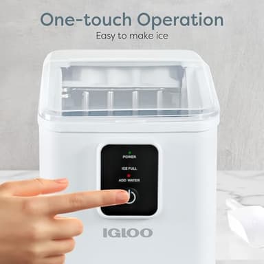 Igloo Self-Cleaning Countertop Ice Maker - Compact and Portable - Creates 26 lbs. Per Day, 8 Pieces Ready Every 7-8 Minutes - Includes Ice Scoop and Basket - White - Image 4