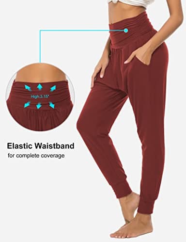 DIBAOLONG Womens Yoga Sweatpants Loose Workout Joggers Pants Comfy Lounge Pants with Pockets Burgundy 2XL - Image 4