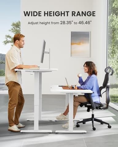 ErGear Electric Standing Desk, 44 x 24 Inches Height Adjustable Stand up Desk, Sit Stand Home Office Desk, with Two-Piece Desktop (White) - Image 3