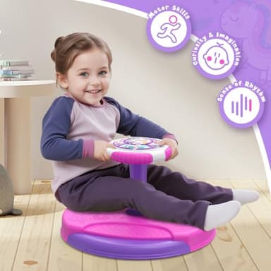 HYES Unicorn Sit and Spin Toys for Toddlers 1-3 Girls, 360° Toddler Spinning Seat with LED Lights and Music, Sensory Toys Birthday for Kids 3-5 - Image 8