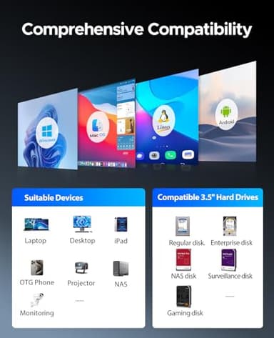 ORICO RAID 5 Bay HDD Enclosures USB 3.0 Push-Pull Mounting for 3.5-inch HDD, Max 110TB, External Direct Attached Storage 8 RAID Modes Supported 9858RU3 - Image 8
