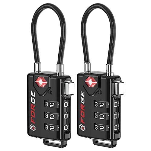 TSA Approved Cable Luggage Locks, Re-settable Combination with Alloy Body, Black 2 Locks. - Image 1