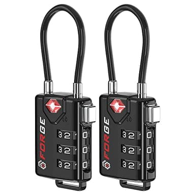 TSA Approved Cable Luggage Locks, Re-settable Combination with Alloy Body, Black 2 Locks. - Image 1